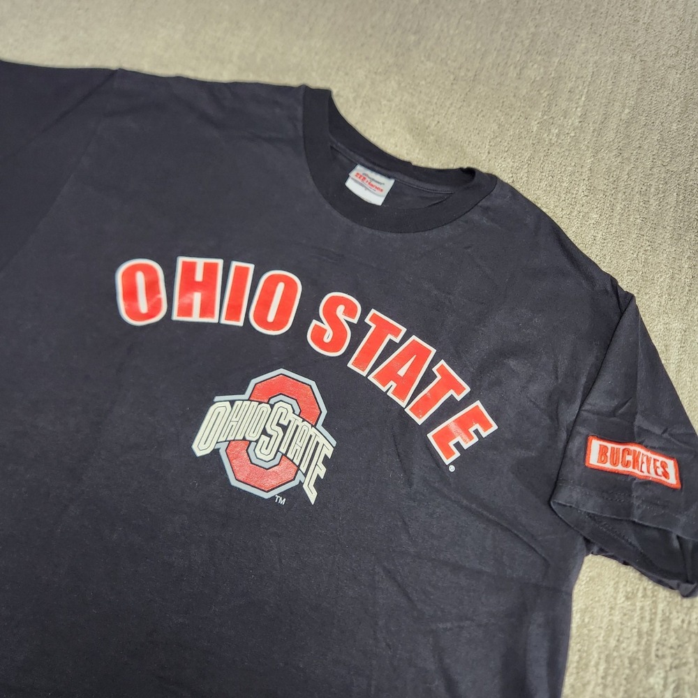 Vintage‎ Ohio State Buckeyes Shirt Adult Large Black Spellout Stedman Hanes NCAA